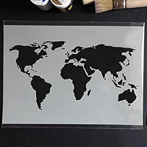 Weltkarte Wohndeko Schablone Wandfarbe, Stoffe & Möbel maßgeschneidert Dekoration Schablone - halb transparent Schablone, XXL/ 53x100cm