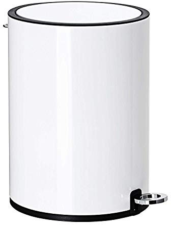 FurnitureXtra™ Modern Style Powder Coated Soft Close Pedal Bin, Plastic Inner bucket, ABS lid (White 3L)