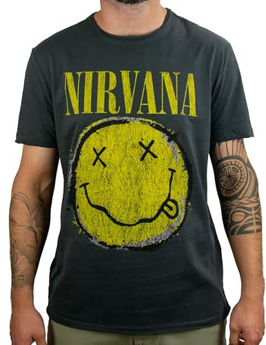 Amplified Shirt Nirvana Worn Out Smiley, L, Grau