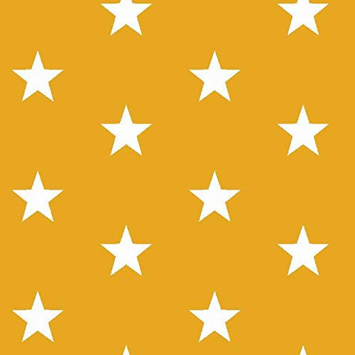 babrause® Baumwollstoff Sterne Gelb Webware Meterware Popeline OEKOTEX 150cm breit - Ab 0,5 Meter