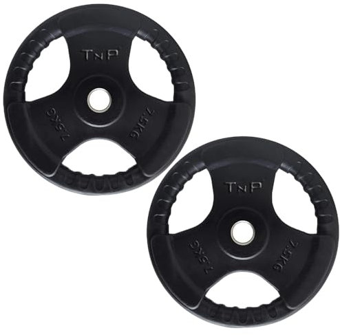 TnP Accessories. Olympic Weight Plates Rubber Coated Cast Iron Weights Plate Set – Tri Grip Radial – 1.25kg 2.5kg 5kg 10kg 15kg 20kg 25kg TriGrip Disc (7.5KG Pair)