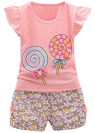 Walabe Ensembles Shorts et Haut Fille 2-7 Ans Tops sans Manches Gilet avec Nœud Papillon + Pantalons Courts à Carreaux per Enfant Fille