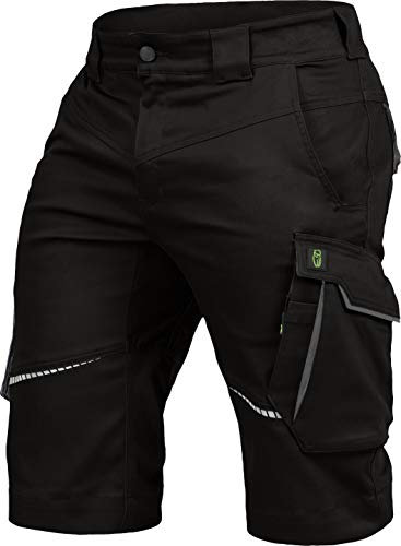 Leibwächter Arbeitsshorts Herren Flex Line Schwarz – Größe 66 – Robuste Cargo Hose mit Taschen – Handwerker Shorts – Berufsbekleidung – Multifunktionshose mit Reflektoren
