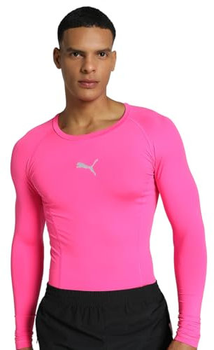 PUMA Men's Liga Baselayer Tee T shirt long sleeve, Fluorescent Pink, L UK
