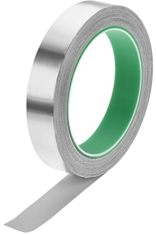 sourcing map Aluminium Klebeband 18mm x 20m Alufolie Isolierband Aluminiumband Selbstklebend Alu Klebeband Hitzebeständig Dichtungsband Wasserdicht Dichtband für Reparatur Abdichtung Isolierung