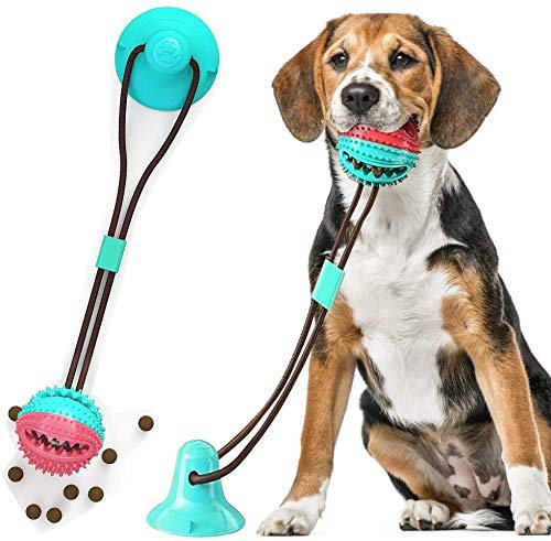 LHXD Hundespielzeug mit Saugnapf, multifunktional, interaktiv, Kauball, Spielzeug mit robustem Seil und Saugnapf zum Ziehen/Zerren/Zähneputzen