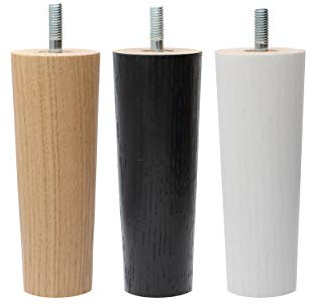 Natural Goods Berlin 4X Fusion Legs Möbelfüße Set | Sofabeine Massivholz Eiche Schrankfuß | M8 Gewinde IKEA geeignet | DIY Holzfüsse mit Filzgleiter selbstklebend, einfache Montage (12cm, Natur)