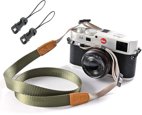 wieehtes Tracolla Fotocamera Vintage Cinghia Fotocamera Cinturino per Fotocamera Digitale Compatta, Fotocamera Mirrorless e Piccola Fotocamera DSLR. (Verde militare)