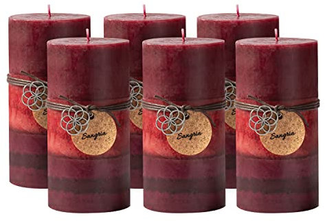 Royal Imports Stumpenkerzen, 7,6 x 15,2 cm, für Weihnachtsfeiertagsdekoration, Hochzeits- und Heimdekoration, geruchlos, tropffrei und rauchfrei, 6 Stück, rotes Ombré-Wachs
