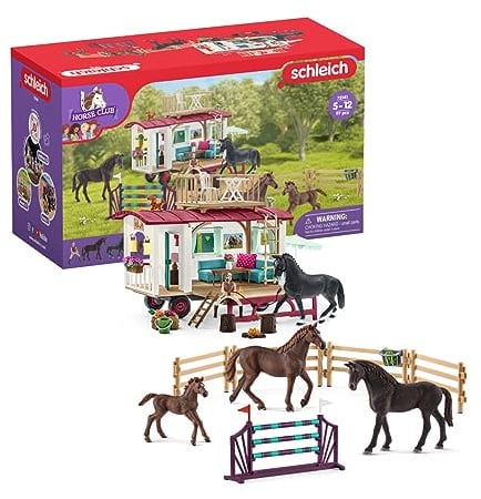 Schleich Horse Club, Pferdespielzeug für Mädchen und Jungen, geheimes Trainingspferd Set mit Camper, Pferdespielzeug und Zubehör, 51 Teile, ab 5 Jahren