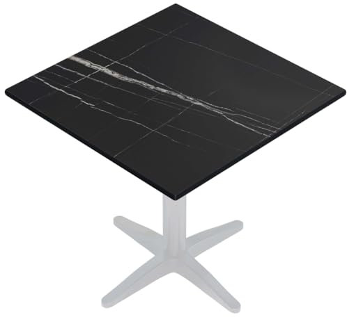 GGMMÖBEL COMPACT | Esstisch HPL Tischplatte | 58 x 58 cm | Schwarz-Marmor | Perfekt für klappbare Gartentisch, Esstisch | Outdoor | Restaurant, Cafe, Bar