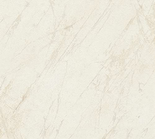 A.S. Création Marmortapete Creme Grau THE BOS 388171 Vliestapete Marmoroptik 10,05 m x 0,53 m Made in Germany