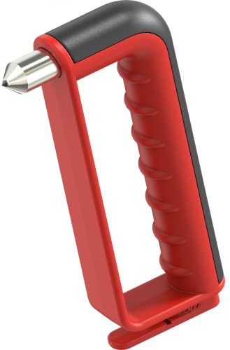 EMKA Nothammer mit Gurtschneider - Modernes Design, Rot, 200g, Made in Germany, Zertifiziert für Bahn & Bus