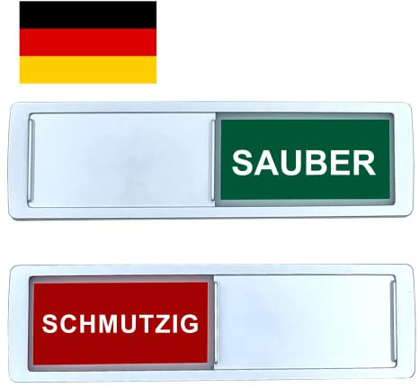Spülmaschinenmagnet Clean Dirty [Wählen Sie Ihre Sprache] - Leicht zu lesen und zu platzieren. Schieberegler - Küchenzubehör - Magnetschild für die Spülmaschine - Kitchen Gadgets (Deutsch)