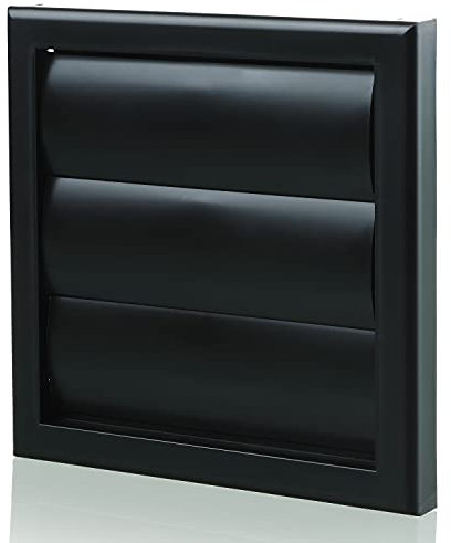 Black 125mm 5 Inch Plastic External Ducting Gravity Grille Air Vent Cover Extractor Fan Back Draught Shutter Covers AC HVAC Bathroom Outside Wall Ventilation Hose Duct Grill - Part F Building Regs