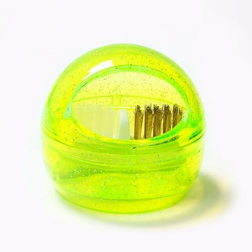 Nail Drill Bit Cleanser Brush Case, Mini Nail Cleaning Brush Box, Professional Portable Manicure Polishing Brush Box for Nail Art Beauty Salon, Polishing Manicure Tool (Yellow)