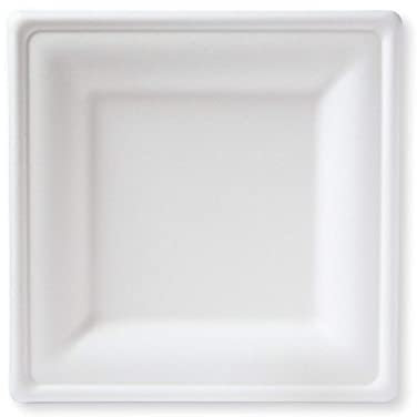 GRADISCO - Piatti Quadrati monouso in polpa di cellulosa - Piatti resistenti in Bagassa colore Bianco - Piatti da dolce misura 16cm x16cm - 100% Compostabile (100)