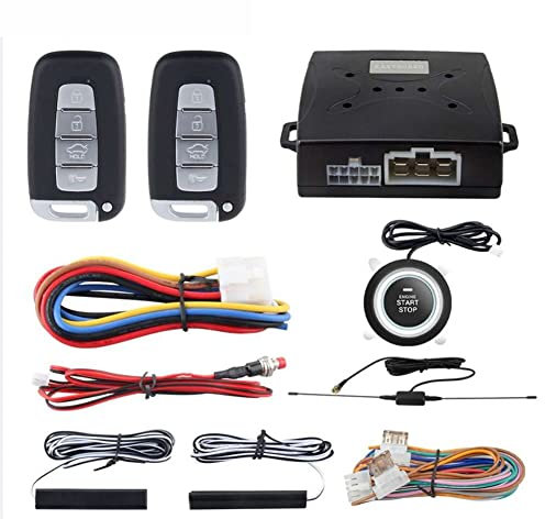 Kit di sistema di accesso senza chiave antifurto per auto Riloer 12V, sistema di allarme intelligente del telecomando in modalità PKE, set di allarme universale del motore con chiusura centralizzata