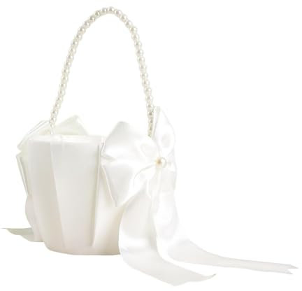 Trsnzul Hochzeit Blumenkorb 1 Stück Blumenmädchen Korb Blumenkorb Hochzeit Korb Blumenkinderkörbchen Hochzeitskorb Blumenkörbchen Hochzeit Weiss Blumenkinder Korb Blumenkinderkörbchen