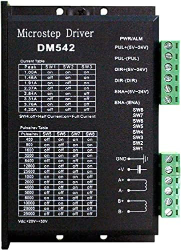 CNC-Digital-Mikroschritt-Treiber DM542 Schrittmotor-Controller, 2-Phasen-Digital-Schrittmotor-Treiber 20–50 V DC, max. 4,2 A für Schrittmotoren der Serien Nema 17, Nema 23 und Nema 34, ersetzt M542/H