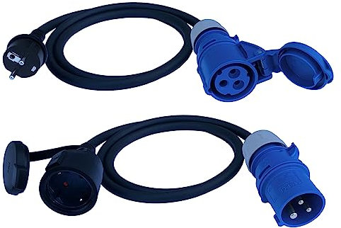 2x ADAPTER CEE Stecker Kupplung 230V Womo Camping Boot H07RN-F 3x2,5mm² 1,5m
