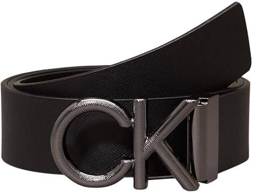 Calvin Klein Herren Gürtel Saffiano aus Leder, Schwarz (Ck Black Saffiano), 115 cm