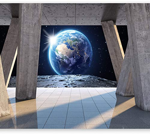 murando - Fototapete Premium-Vlies 500x350cm - Foto Tapete Wohnzimmer Moderne Vliestapete XXL Wandtapete Motivtapeten Bildtapete 3d Effekt Wand Dekoration Flur Mond Kosmos Architektur Planet Himmel