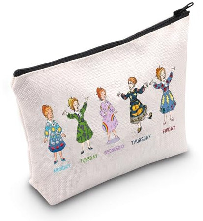 WZMPA Ms Frizzle Magic School Makeup Bag Ms Frizzle Fan Gifts Monday Tuesday Wednesday Friday Ms Frizzle Cosmetic Zipper Pouch Bag Ms Frizzle Merchandise, Montag bis Freitag, Fit