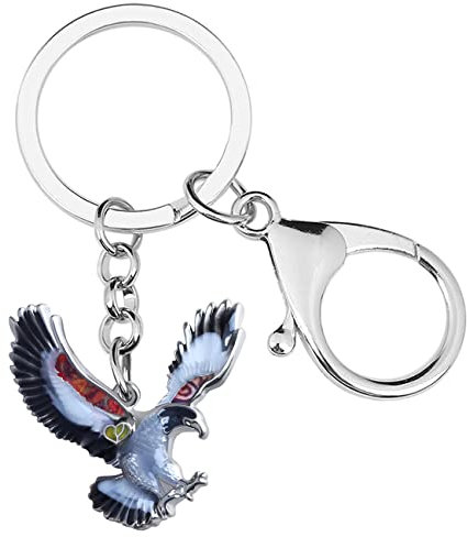 RAIDIN Emaille-Legierung süße 3D Vogel Adler Schlüsselanhänger für Damen Mädchen Hawk Schlüsselring Schmuck für Männer Schlüssel Auto Geldbörse Rucksack (Grau)