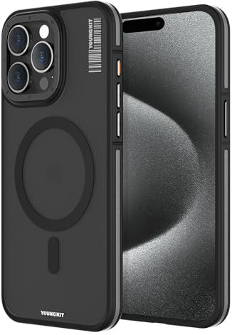 YOUNGKIT Guardian-Mag für iPhone 15 Pro Max Hülle für Magsafe (Unzerstörbare Sturzfestigkeit & Stärkster Magnetisch) Case Dünn Handyhülle, Matt Schwarz