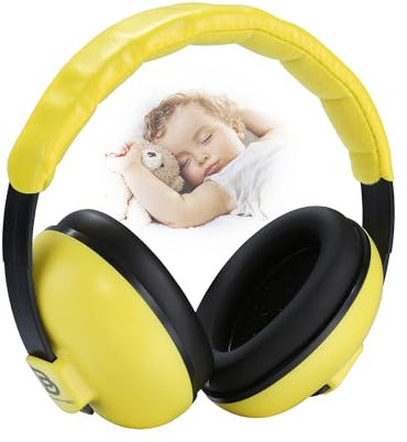 B BOCHAMTEC Auriculares con cancelación de ruido para bebés y niños pequeños, de 3 a 24 meses (amarillo)