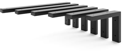 HEVVA 1x Schwerlast-Regalhalter - MAIN - L-förmig (20 cm, Schwarz) | Schwerlast-Regalträger, Schwerlast-Konsole, Schwerlastwinkel, Metall-Regalwinkel, Wandkonsole, Wandregal-Halterung