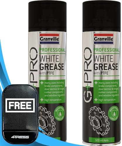 Granville 2 x 500ml G-Pro Professional WHITE SPRAY Grease With PTFE High Temperature Waterproof Lubricant with 4Tress Non Slip Car Dash Mat (4T-GV-1080)