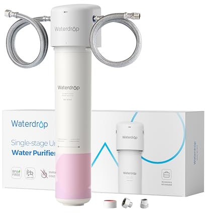 Waterdrop Filtro Acqua Sistema per la Cura del Viso, Acqua Dolce, TDS Inferiore, Arricchito di Stronzio, Riduce il 99,9% di Baçtăria nel Rubinetto del Lavandino del Bagno, WD-BFU1