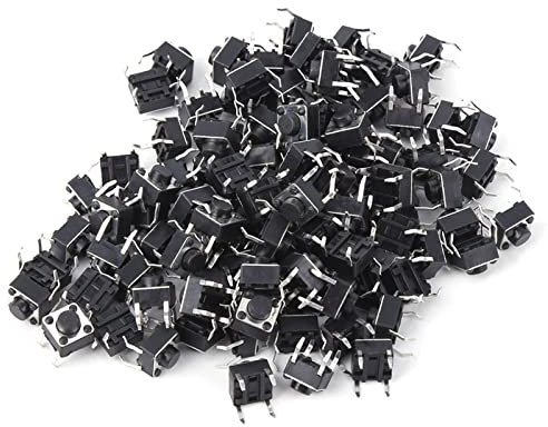 Respicefinem Lot de 100 interrupteurs tactiles instantanés à Bouton-Poussoir 6 x 6 x 5 mm Panneau à 4 Broches Accessoires Miniatures pour Four à Induction Haute précision et STA