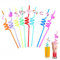 LAQWYNKB Paille, Paille reutilisable, Paille Plastique, 18 Pièce Paille Réutilisables Pailles Mignonnes à Thème pour la Décoration des Fêtes, Fournitures pour Les Fêtes d'anniversaire
