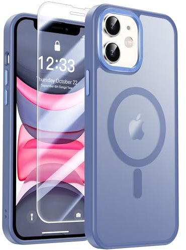 LUHOURI Magnetic for iPhone 11 Case with Screen Protector, Wireless Charging Compatible, Military Grade Drop Protection, Slim Fit Shockproof Translucent Matte iPhone 11 Phone Case 6.1 - Light Blue