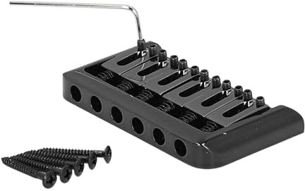 Ponte Hardtail per Chitarra Elettrica, 1 Ponte per Chitarra, 5 Viti, 1 Chiave Esagonale, Metallo Nero, Migliora la qualità Tonale, per Chitarra Stratocaster a 6 Corde