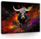 WallArena - Leinwand Bilder - Stier Abstrakt Tiere Schwarz Rot - 120x80 cm Leinwandbilder - Bild auf leinwand - Wandbild XXL groß Wandbilder für Wohnzimmer Schlafzimmer Wohnzimmerbilder Modern