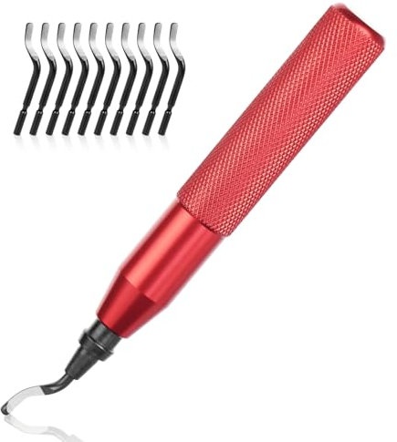 flintronic Entgrater Werkzeug Universal, Metallgriff Handentgrater mit 11 Stück Ersatzklingen, 360° Rotierender Klinge Schneidwerkzeug für 3D Drucker, Kunststoff, Aluminium (1 Werkzeug + 11 Klingen)