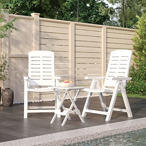 Chaduof 3-TLG. Garten-Essgruppe Weiß Polypropylen, Esstisch Mit Stühlen Set, Gartenmöbel Sitzgruppe, Balkon Möbel, Gartenlounge Set, Terrassenmöbel, Balkonmöbel Set - 3120463
