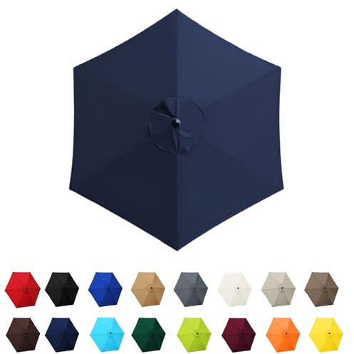 Garden Parasol Canopy Cover, 2m 2.30m 2.7m 3.0m Market Table Umbrella Canopy, patio umbrella replacement canopy,for Patio Market Table Umbrella Garden Parasol Canopy Cover(Navy blue,6ribs:2m/6.5ft)