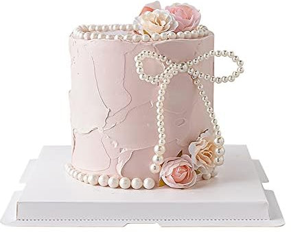 2 Pcs Pearl Bow Knot Cake Toppers Pearl Chain Cake Picks Pear Cake Decoration Toppers for Wedding Bridal Shower Birthday Bachelorette Theme Party Cake Decoration Supplies