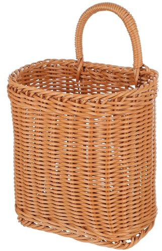 SEWOART Plastic Woven Wall Hanging Basket Handmade Multifunctional Storage Container Vegetables Garlic Fruit Holder for Kitchen Home Decoration