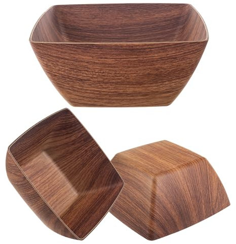 KADAX Insalatiera in plastica, elegante ciotola in finta legno, moderna ciotola di plastica, ciotola per snack (quadrata 23,5 cm)