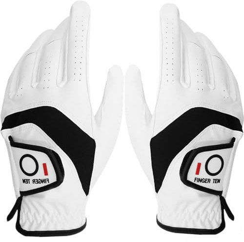 LOVMEAD Golfhandschuhe für Herren, Linke und rechte Hand, Cabretta-Leder, gutes Paar, Golfhandschuhe für Männer, Regengriff, verschleißfest, langlebig, flexibel, bequem (ML)