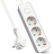 EXTRASTAR Regleta Enchufe con 3 Tomas, Alargador Enchufe con Interruptor, 1.5 m, para El Hogar, La Oficina y Los Viajes, 3680W, Blanco, 1pc
