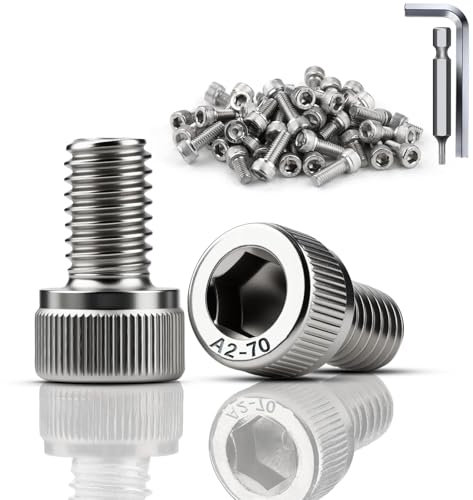 TXXATX 60 Pezzi Viti a Testa Cilindrica M5x10 mm Bulloni DIN 912 Acciaio Inox A2 V2A Bullone M5 Viti a Brugola Filettatura Totale per Manutenzione di Macchinari per Mobili