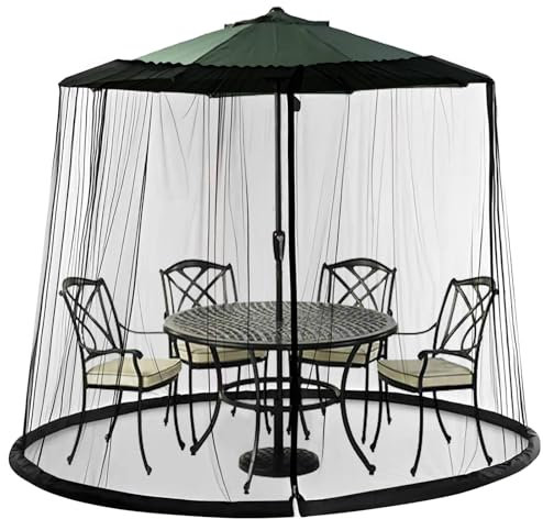 Zanzariera per Ombrellone, Zanzariera per Gazebo, Tenda per Gazebo, Zanzariera da Esterno, Zanzariere Regolabili con Base Riempibile Tenda per Zanzariera per Campeggio Scena All'aperto, NeraNera