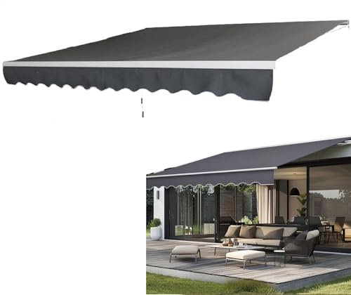 UISEBRT Markise Balkon 400x300cm - Gelenkarmmarkise Klemmmarkise Sonnenmarkise Sonnenschutz, Dunkelgrau